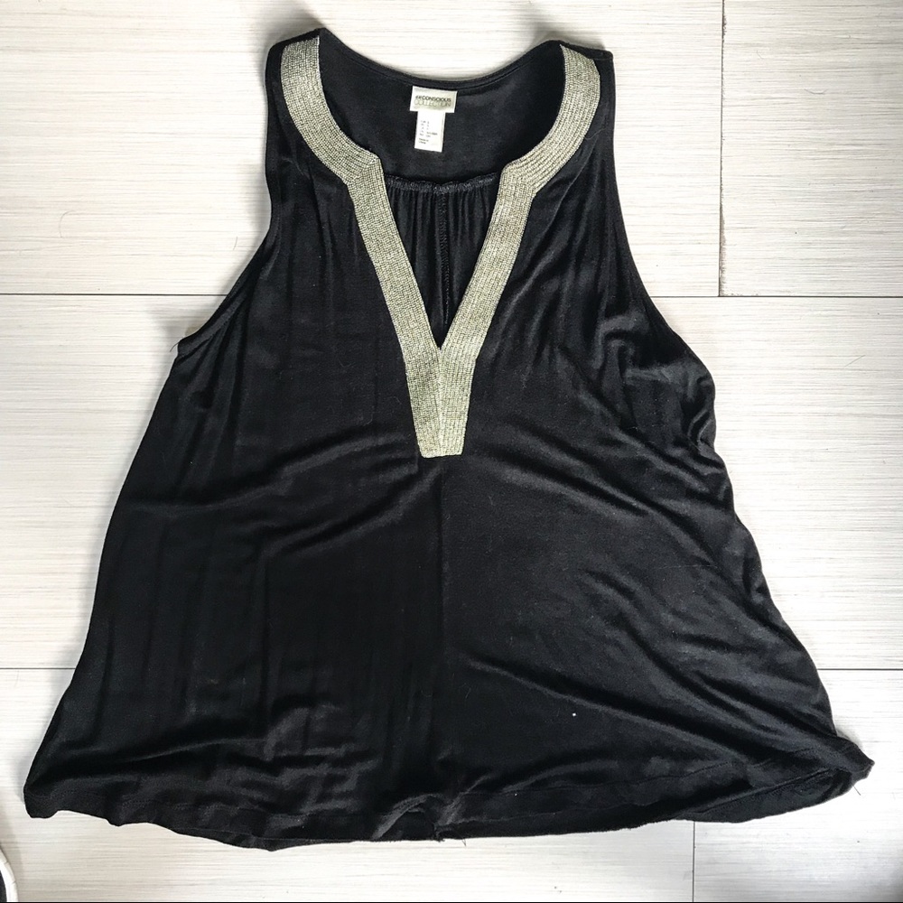 H&M Easy Gold Embellished Black Blouse